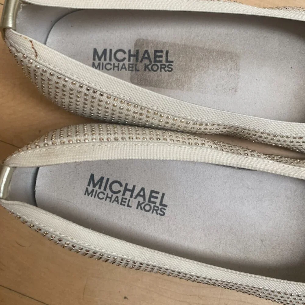 Michael Kors gold studded ballet flats women sz 4 - Picture 3 of 6